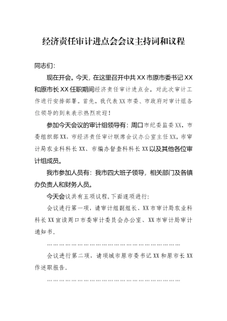 经济责任审计进点会会议主持词和议程.doc