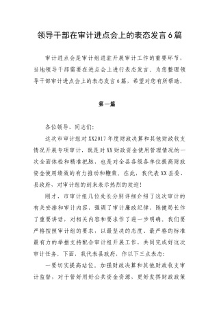 领导干部在审计进点会上的表态发言6篇.docx