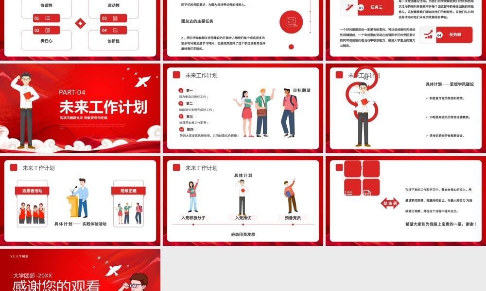 大学团部团支书竞选PPT高举团旗跟党走奉献青春创佳绩PPT课件（带内容）.pptx