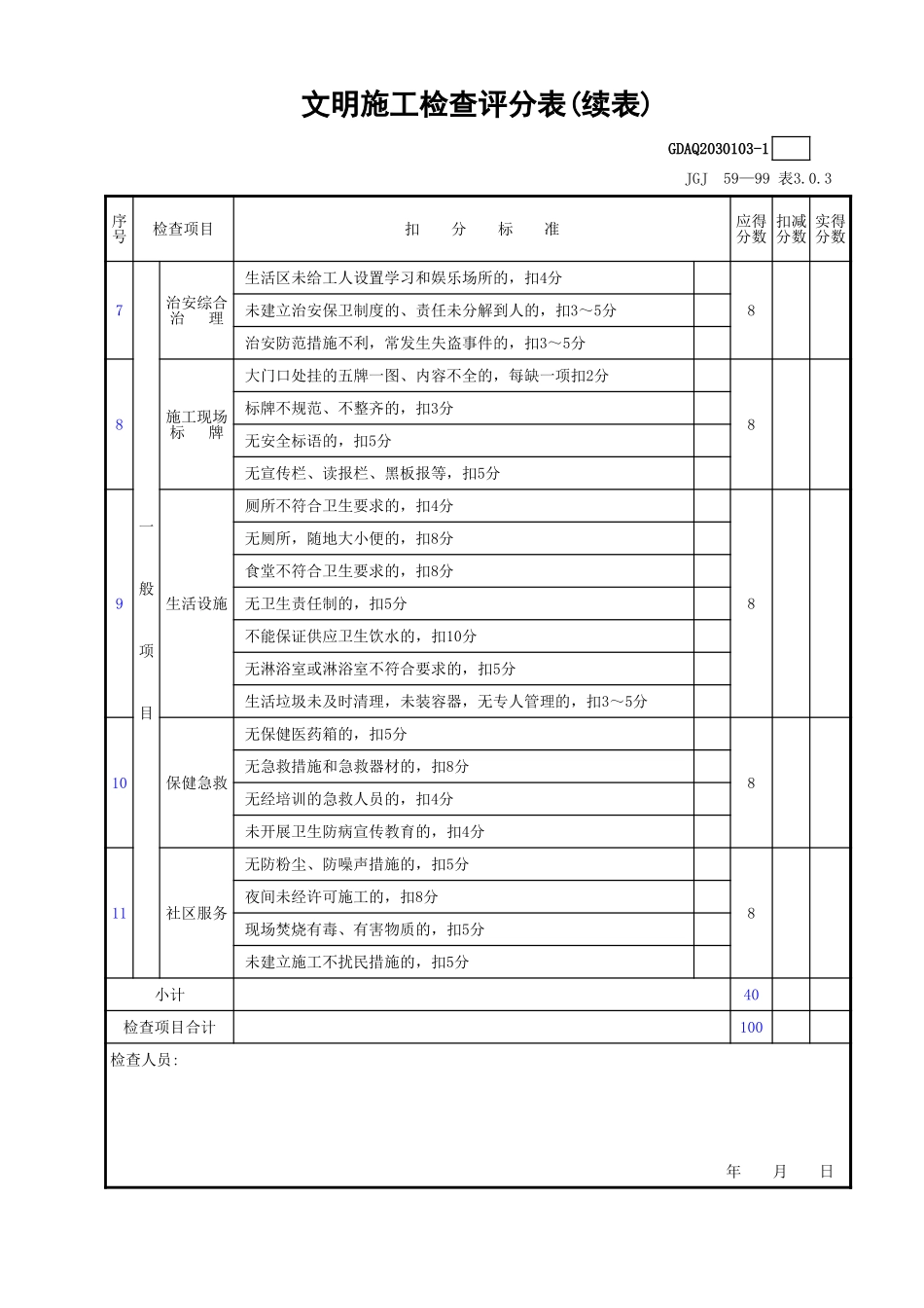 文明施工检查评分表(含续表).xls_第2页