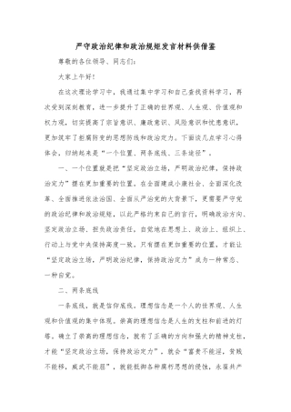 严守政治纪律和政治规矩发言材料供借鉴.docx