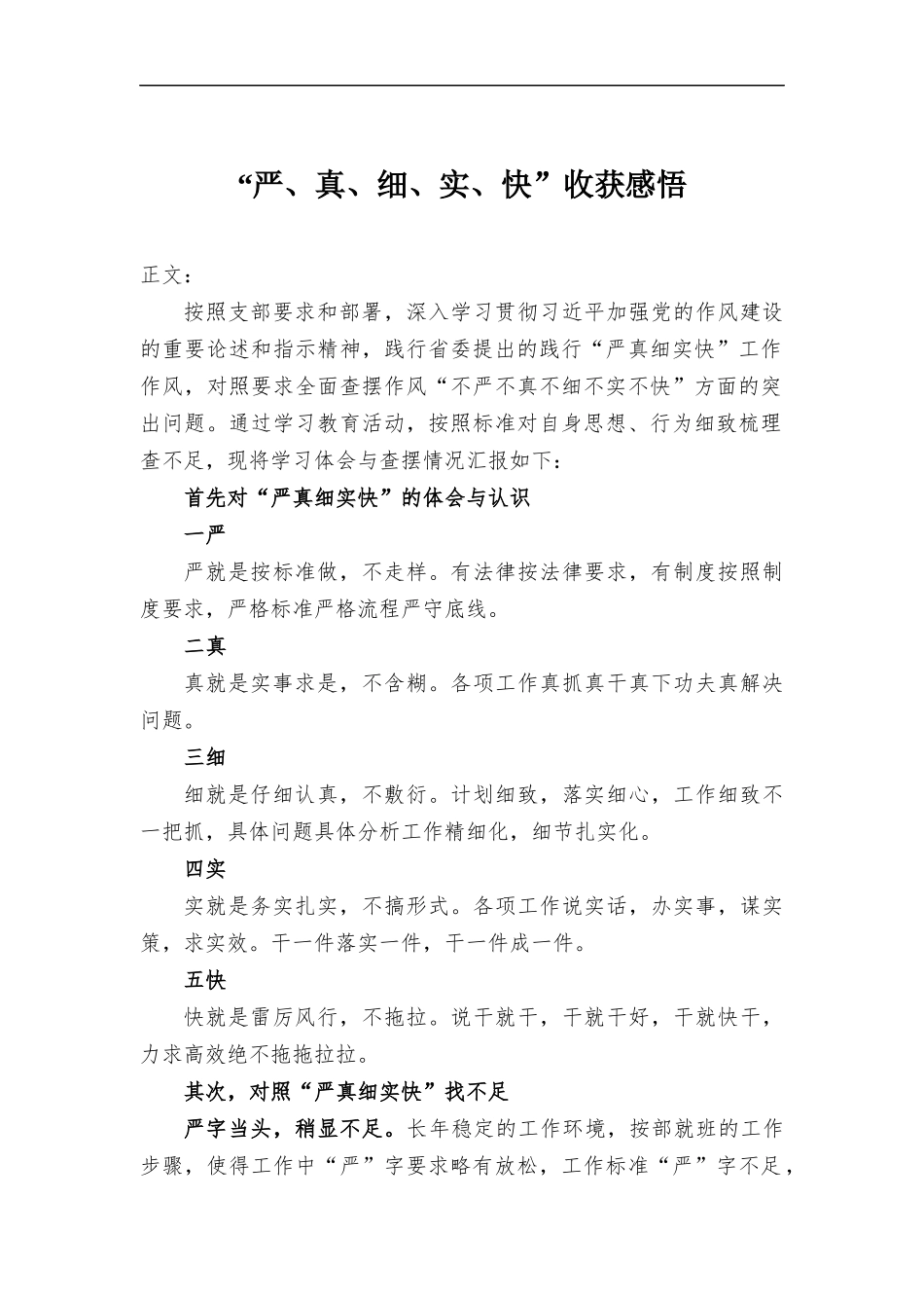 “严、真、细、实、快”心得体会.docx_第1页