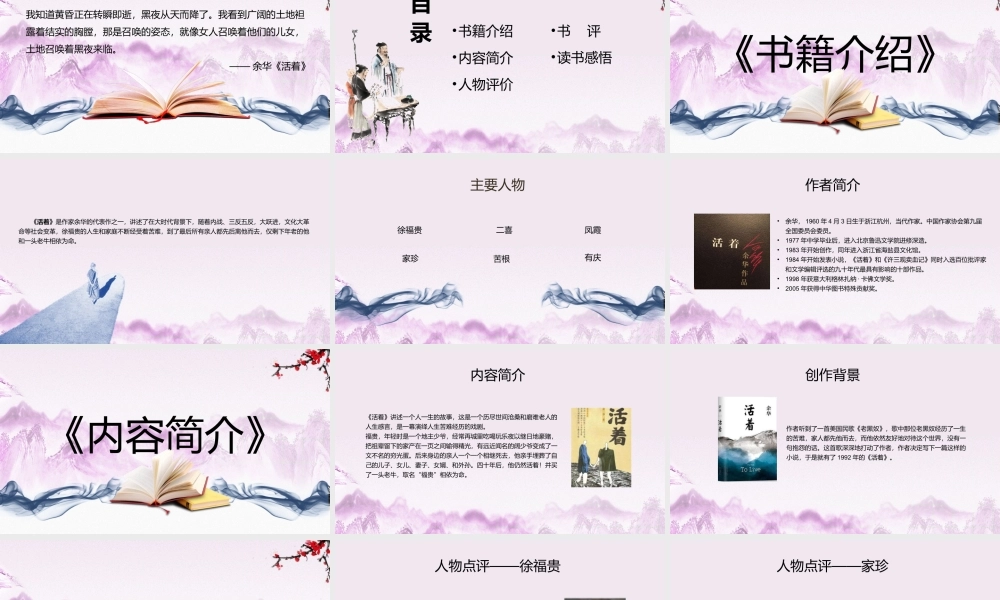 活着 作品简介名著导读PPT模板.pptx