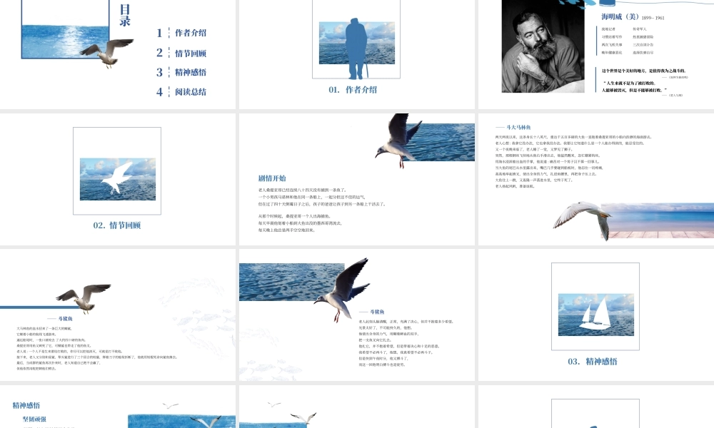 《老人与海》作品简介名著导读PPT模板.pptx