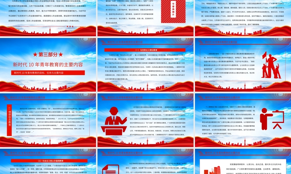 新时代10年青年教育的目标任务与主要内容PPT新时代10年青年社会地位和历史作用的重要论述PPT课件（带内容）.pptx