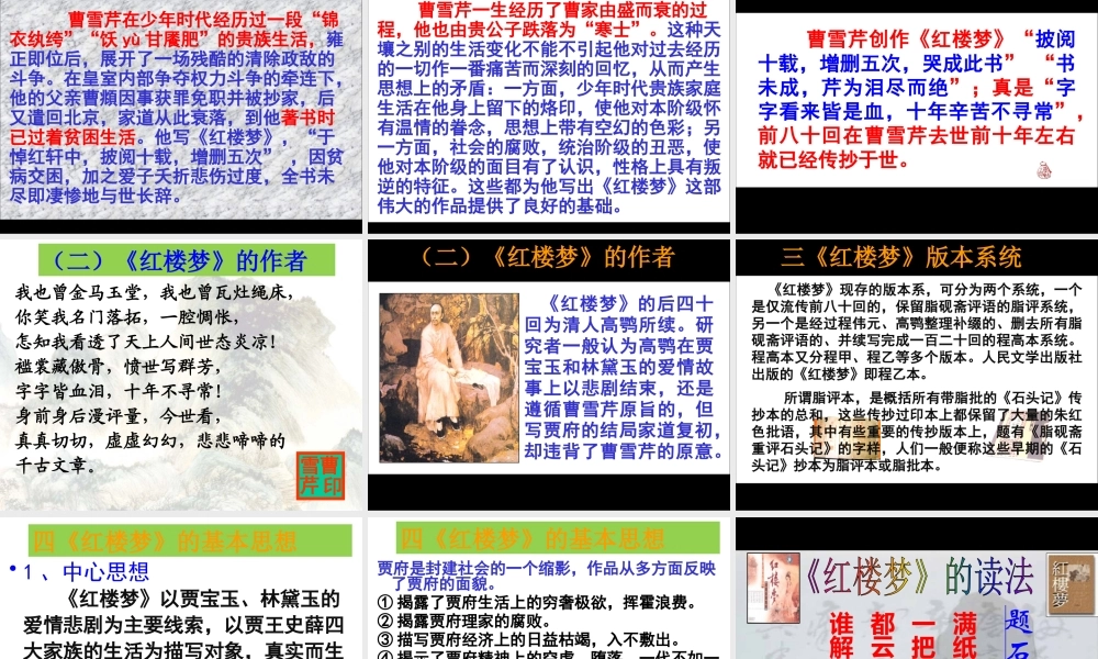 《红楼梦》作品简介名著导读课件.pptx