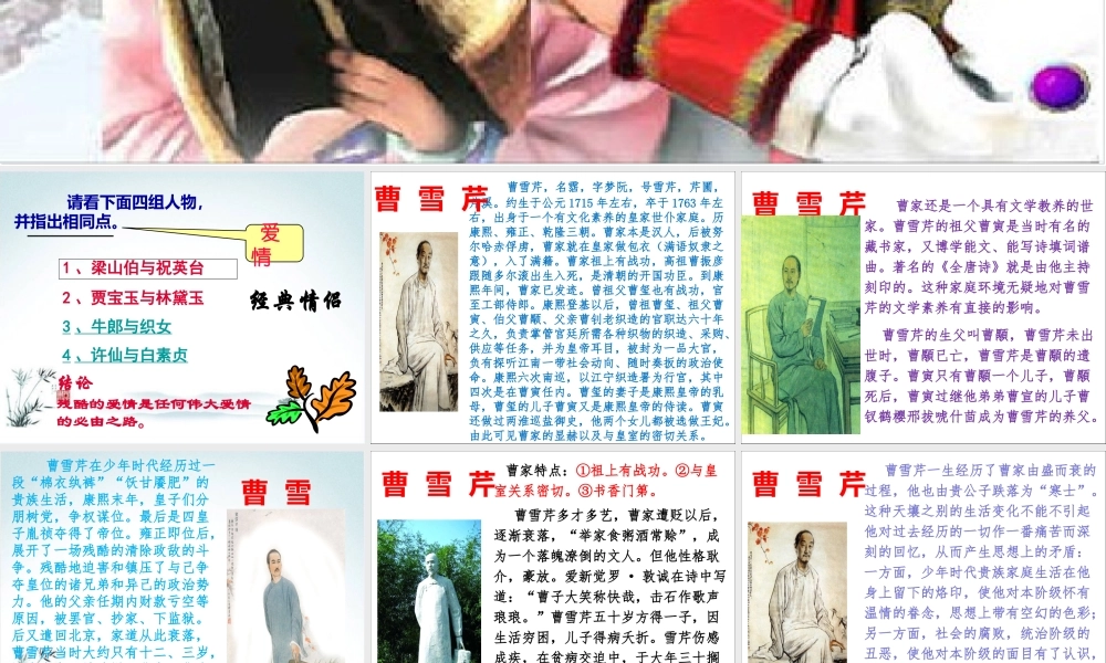 《红楼梦》作品简介名著导读国学经典PPT.pptx