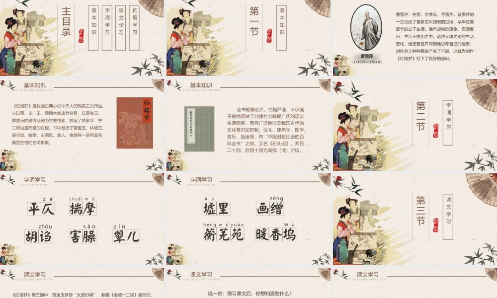 《红楼梦》作品简介 名著导读国学经典PPT模板.pptx