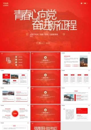 青春心向党奋进新征程党风党建党课主题教育PPT.pptx