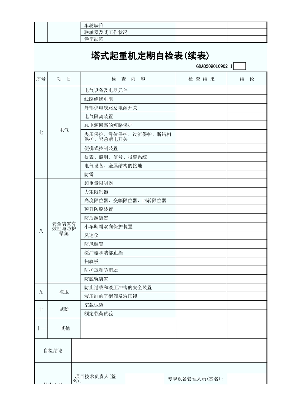 塔式起重机定期自检表.xls_第2页