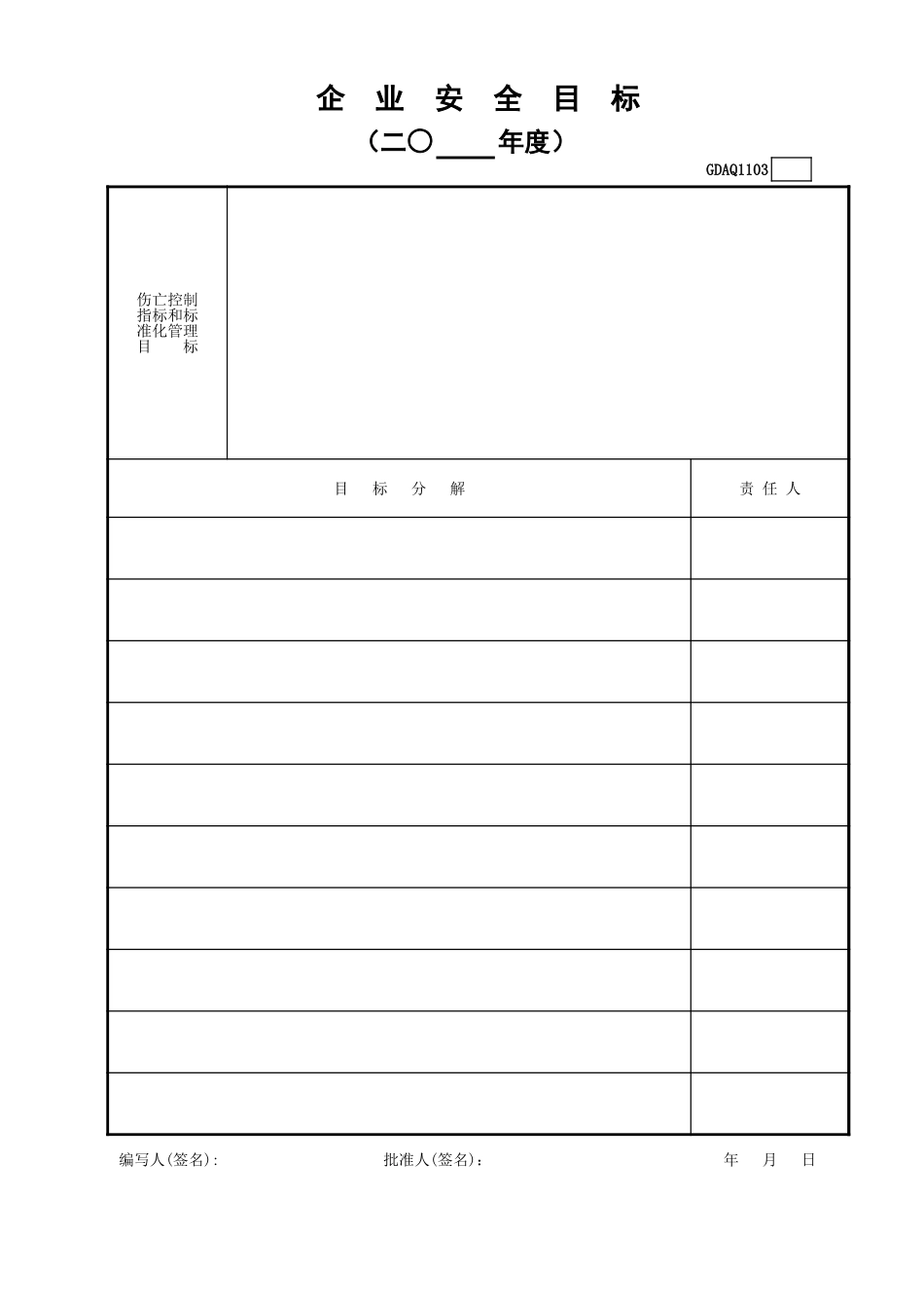 企业安全目标.xls_第1页