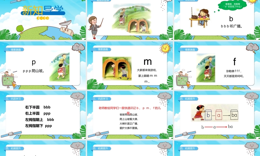 人教版小学一年级语文上册第二章汉语拼音（三）：《b、p、m、f》课件PPT.pptx