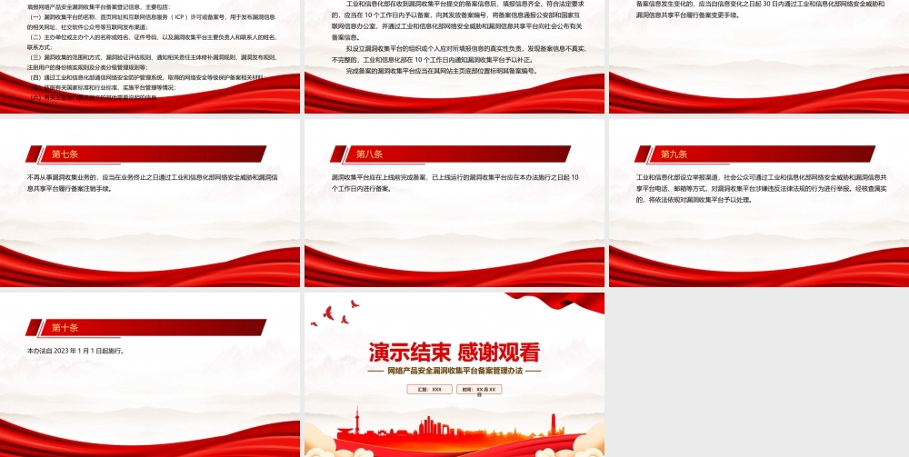 2022《网络产品安全漏洞收集平台备案管理办法》全文学习PPT课件（带内容）.pptx