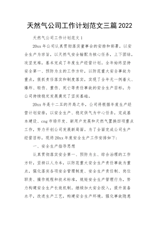 天然气公司工作计划范文三篇2022.docx