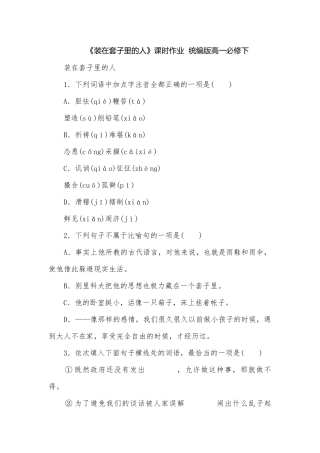 《装在套子里的人》课时作业统编版高一必修下.docx