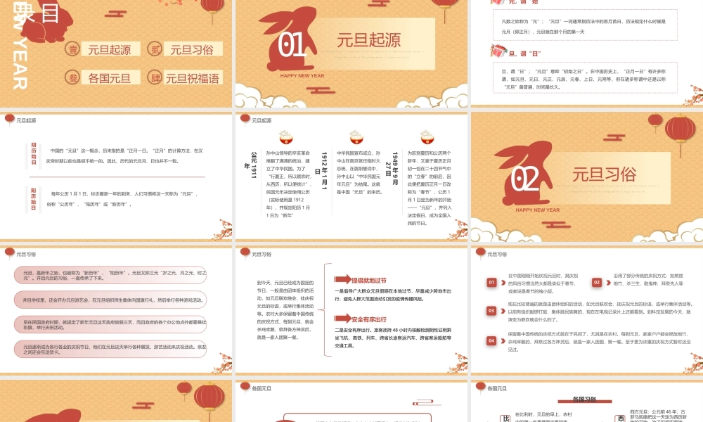欢度兔年元旦PPT元旦主题班会PPT课件（带内容）.pptx