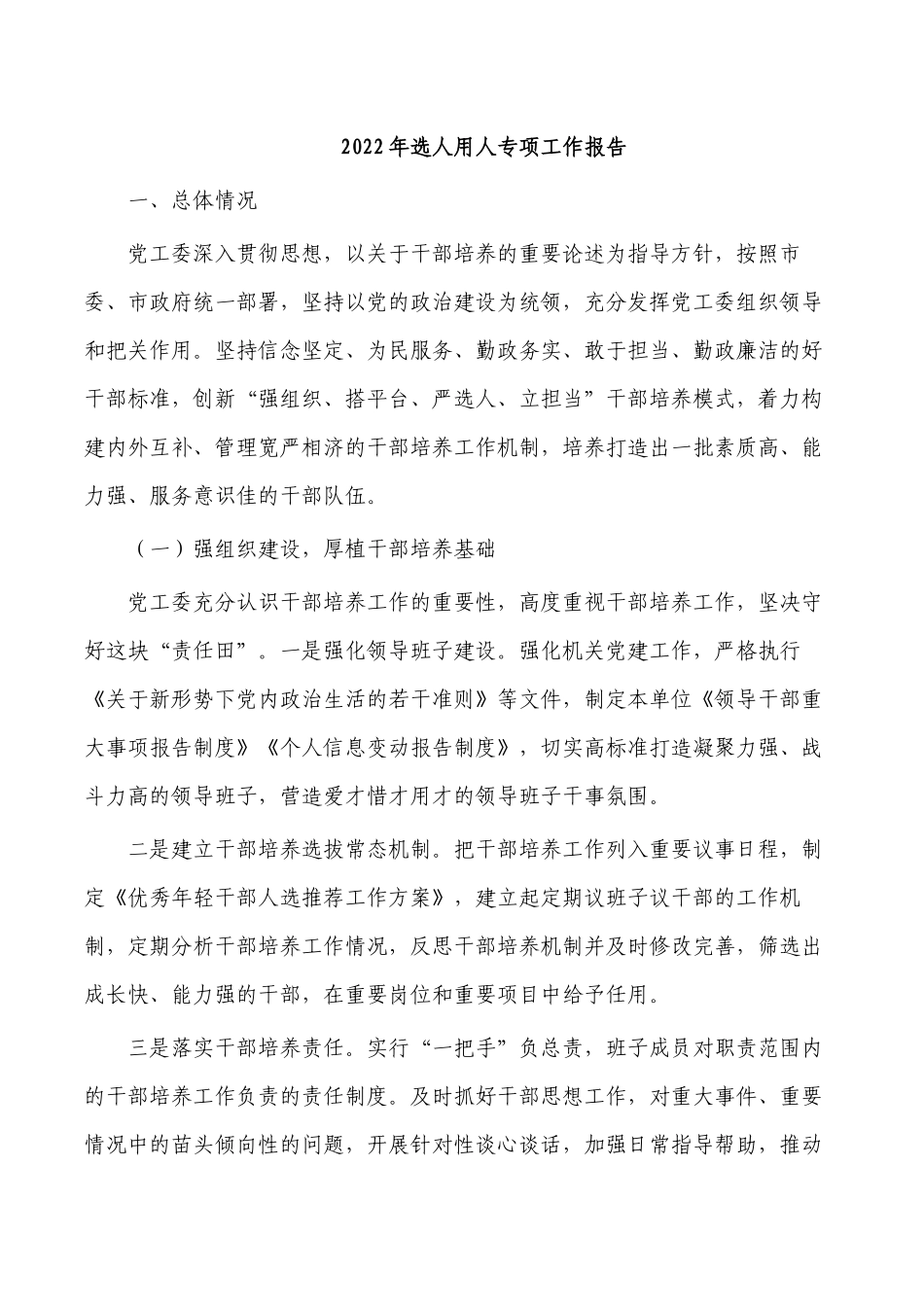 2022年选人用人专项工作报告.docx_第1页