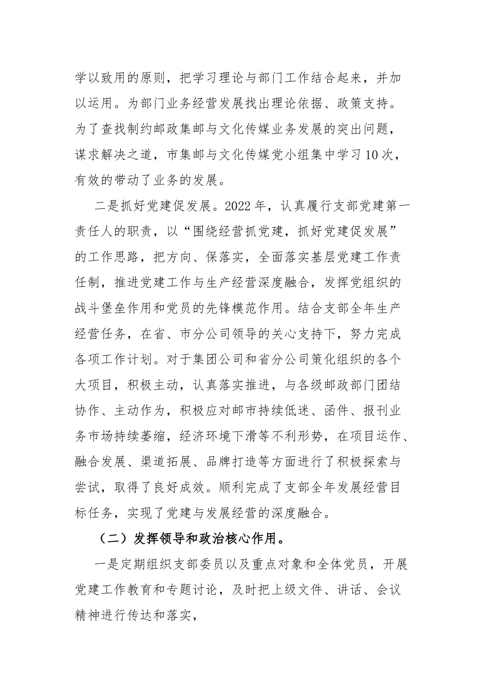 公司党支部书记抓基层党建工作述职报告.docx_第2页
