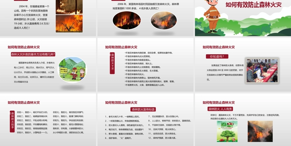 中小学森林防火主题班会PPT森林防火人人有责PPT课件（带内容）.pptx