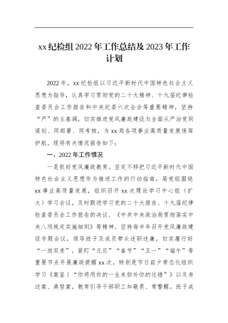 纪检2022年工作总结及2023年工作计划.docx