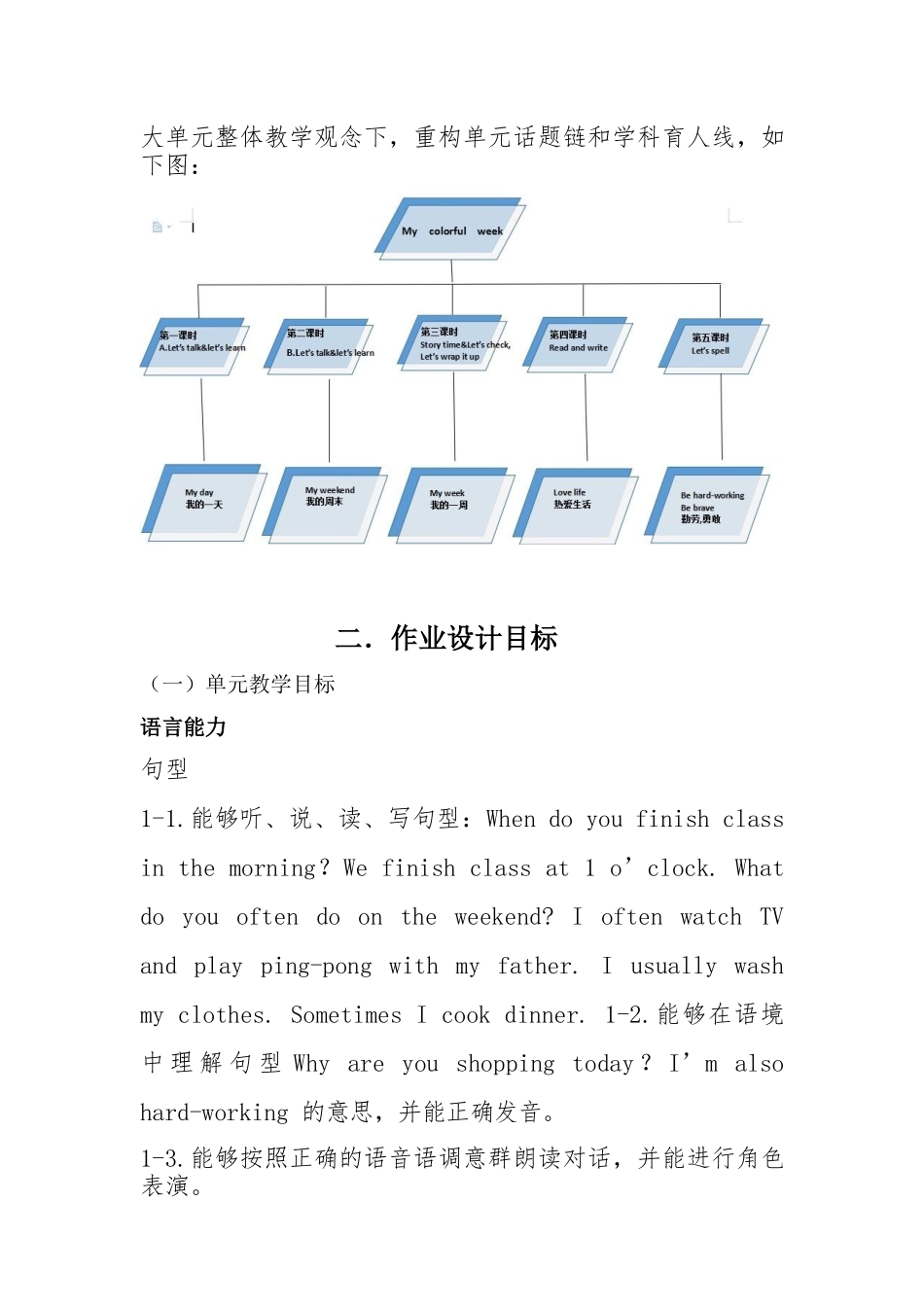 2022年“双减”背景下人教版五年级下册 Unit1 My day单元整体作业设计优秀案例与实践探究.docx_第3页
