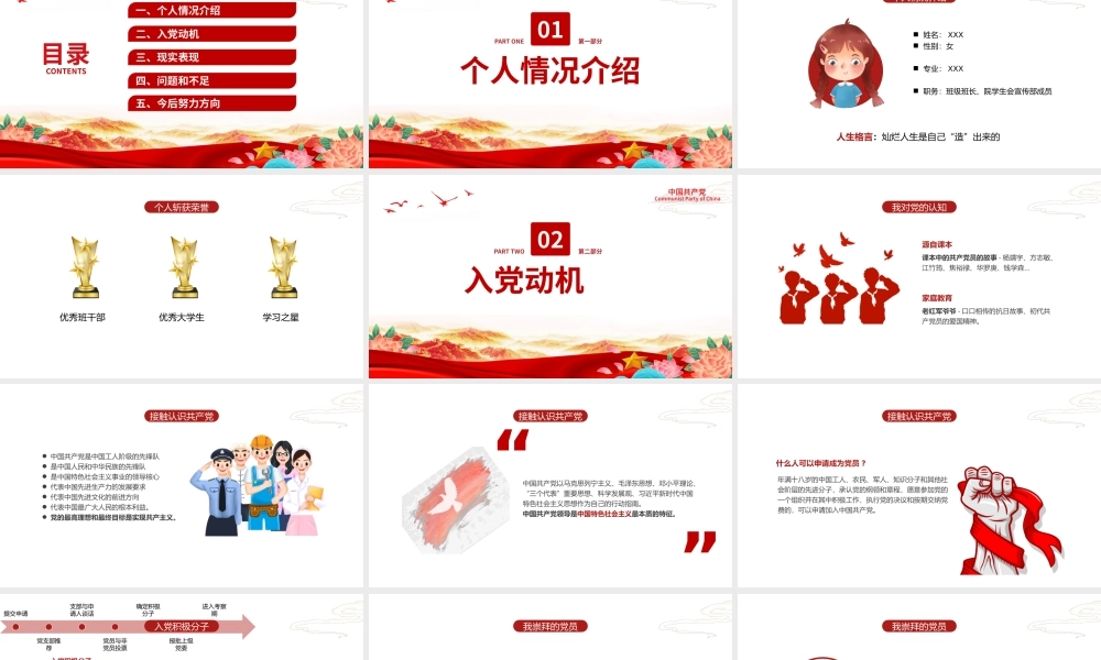 2022入党积极分子竞选PPT入党积极分子自我介绍专题课件模板.pptx