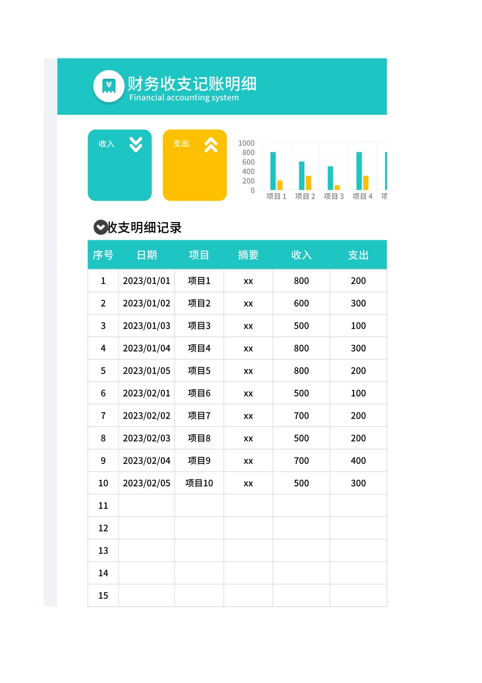 收入支出财务日记账明细表.xlsx_第1页