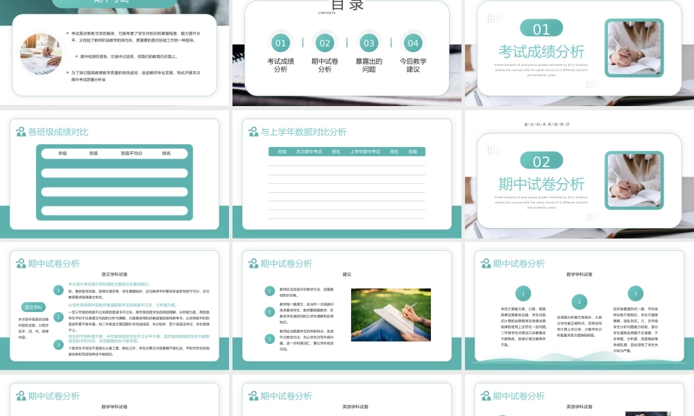 绿色期中考试成绩质量分析会PPT.pptx
