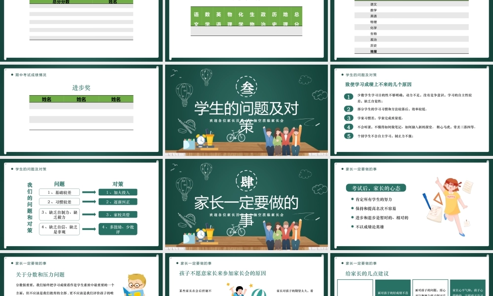 简约黑板风高一期中家长会.pptx