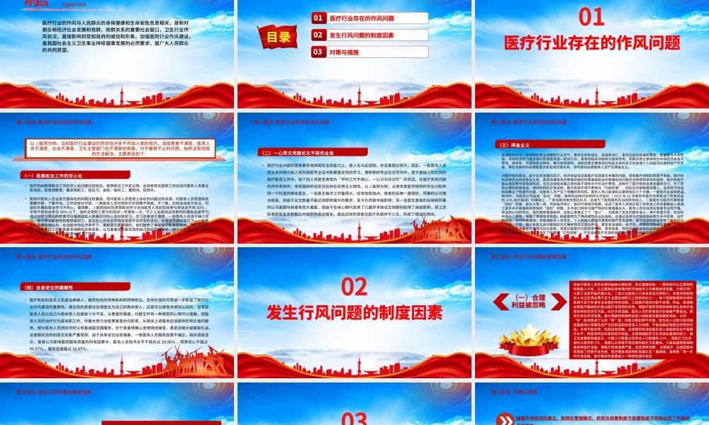 医疗行业作风建设PPT医院加强行业作风建设营造风清气正的医疗环境工作总结PPT课件（带内容）.pptx