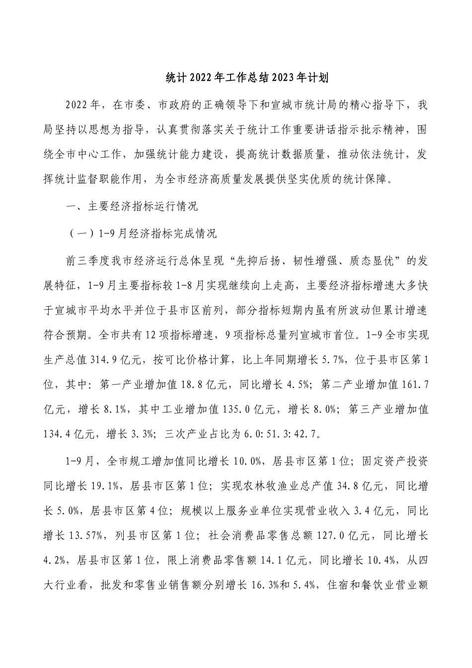 统计2022年工作总结2023年计划.docx_第1页