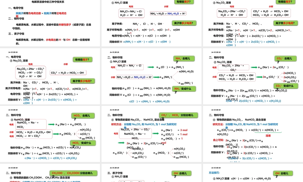 高考化学电解质溶液中的三种守恒关系.pptx