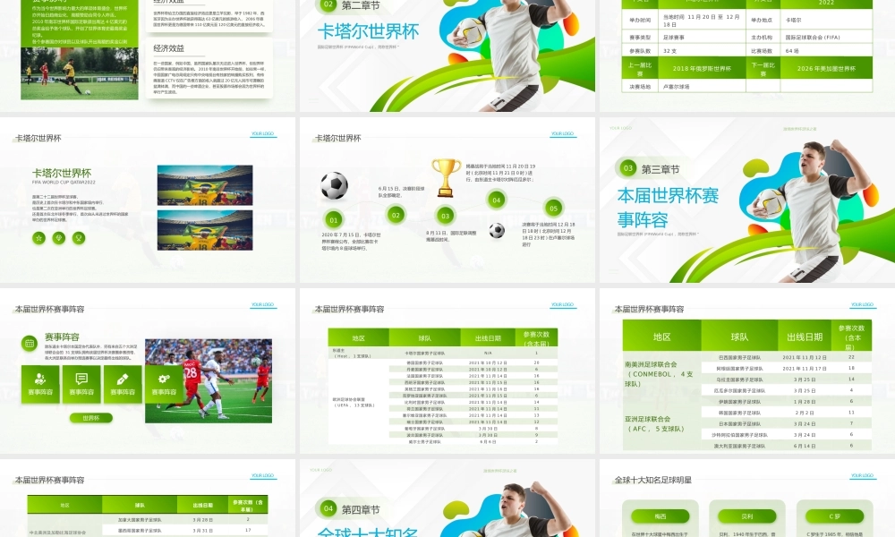 足球比赛卡塔尔世界杯体育运动介绍PPT模板.pptx