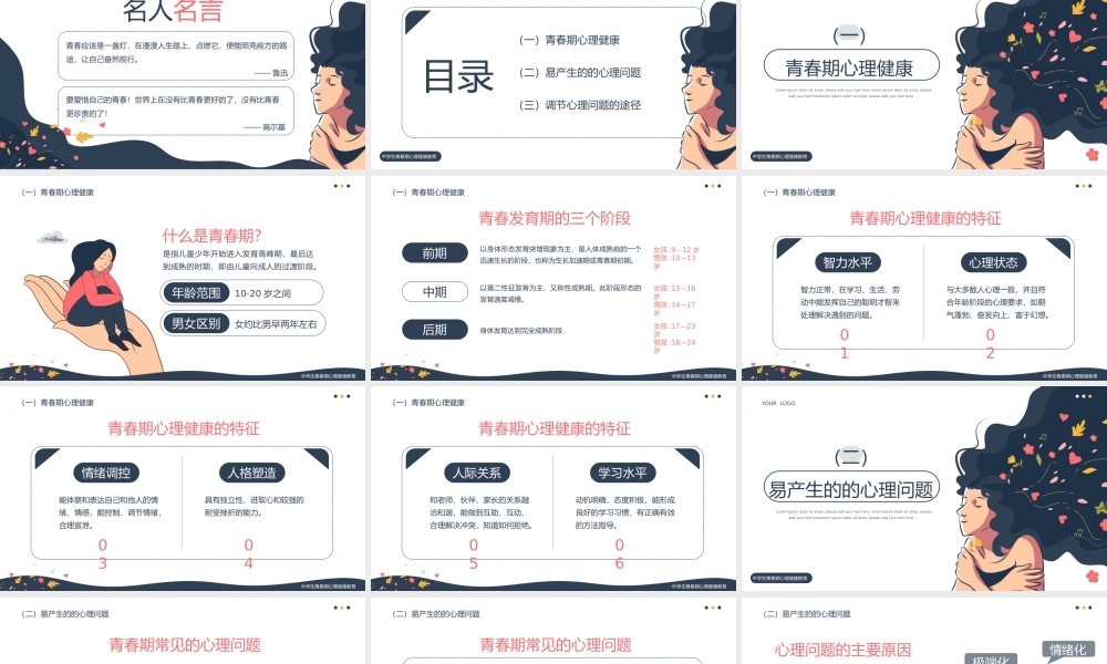 小清新青春期心理健康教育ppt.pptx