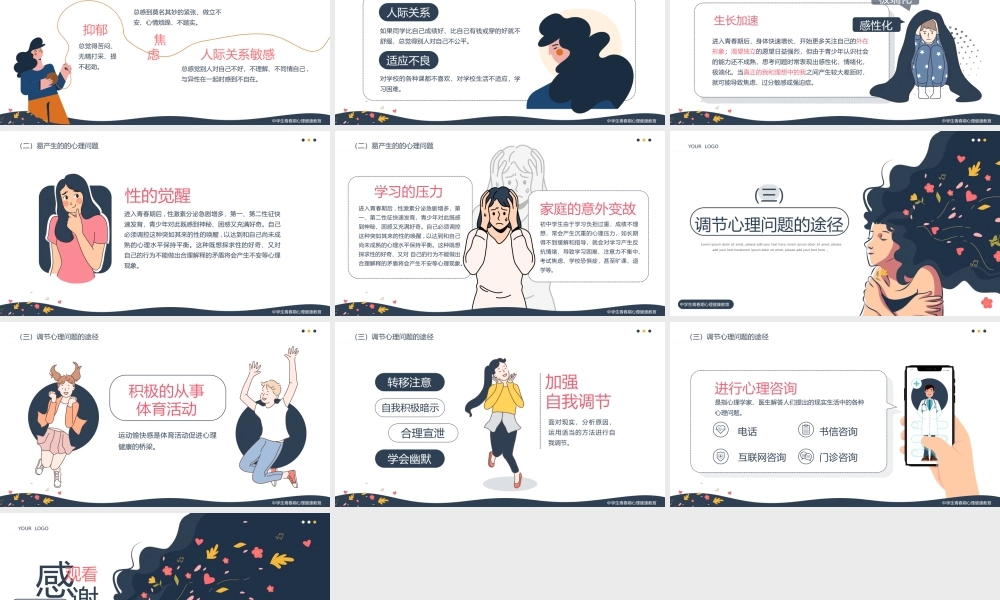 小清新青春期心理健康教育ppt.pptx