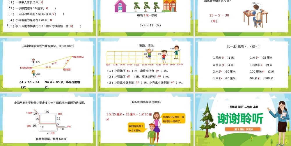 数学二年级上册厘米和米认识米PPT课件.pptx