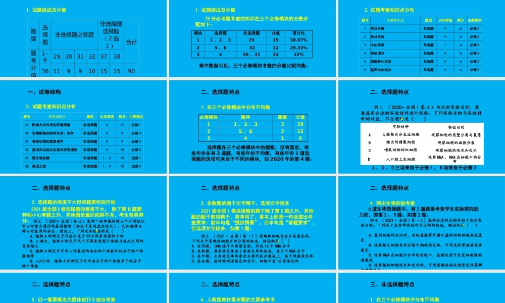 2021年高考生物全国I卷试题分析及2022届高三二轮复习策略.pptx