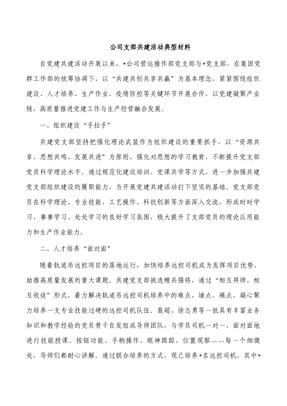 公司支部共建活动典型材料.docx_第1页