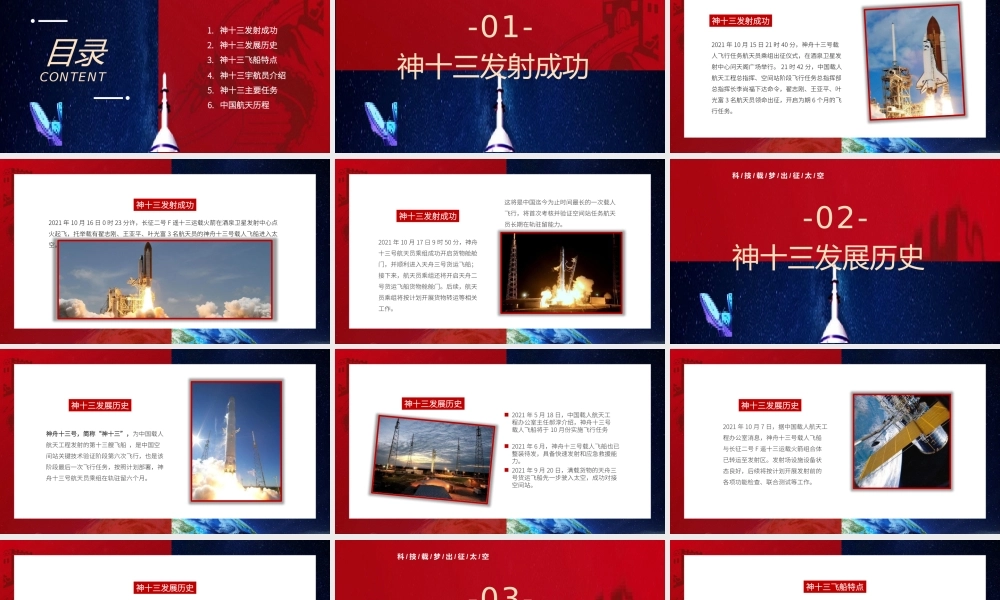 神州十三号成功发射动态PPT模板.pptx