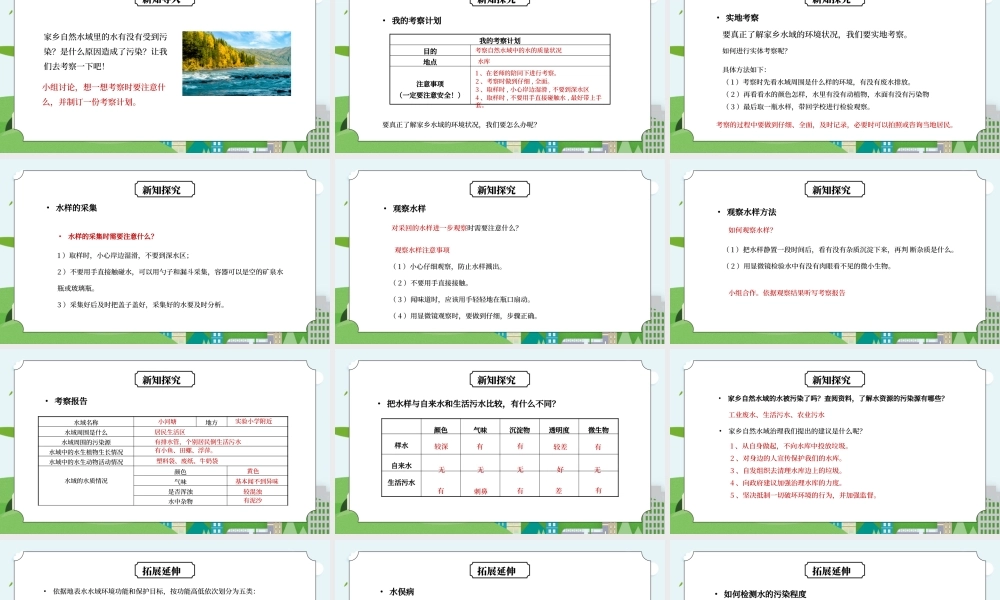教科版六年级科学下册第四单元《环境和我们-考察家乡的自然水域》PPT课件.pptx
