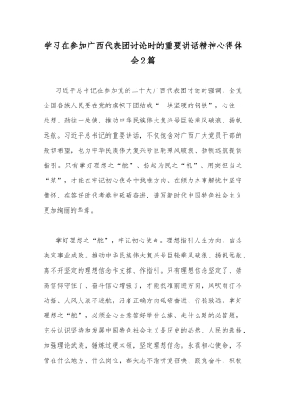 学习在参加广西代表团讨论时的重要讲话精神心得体会2篇.docx