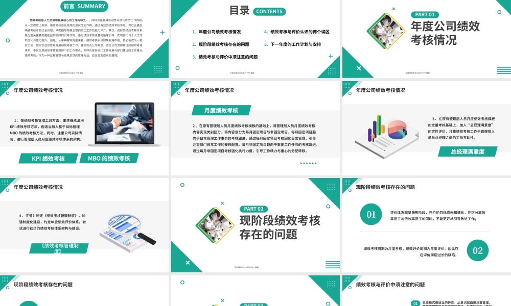 绿色简约商务风人力资源年终考核PPT模板.pptx