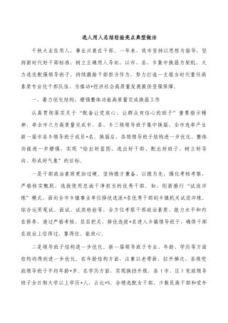 选人用人总结经验亮点典型做法.docx