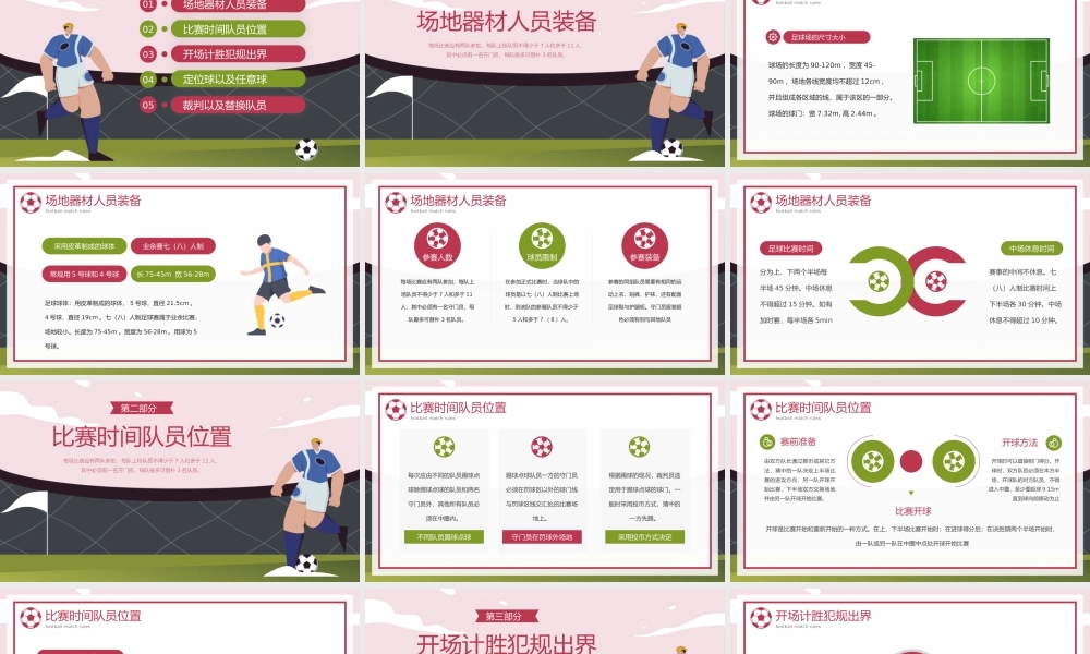 红绿卡通风足球比赛规则讲解PPT模板.pptx