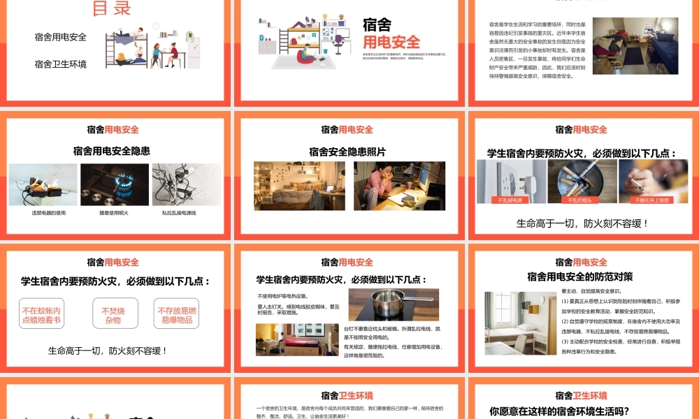 宿舍卫生与用电安全宣传PPT模板.pptx