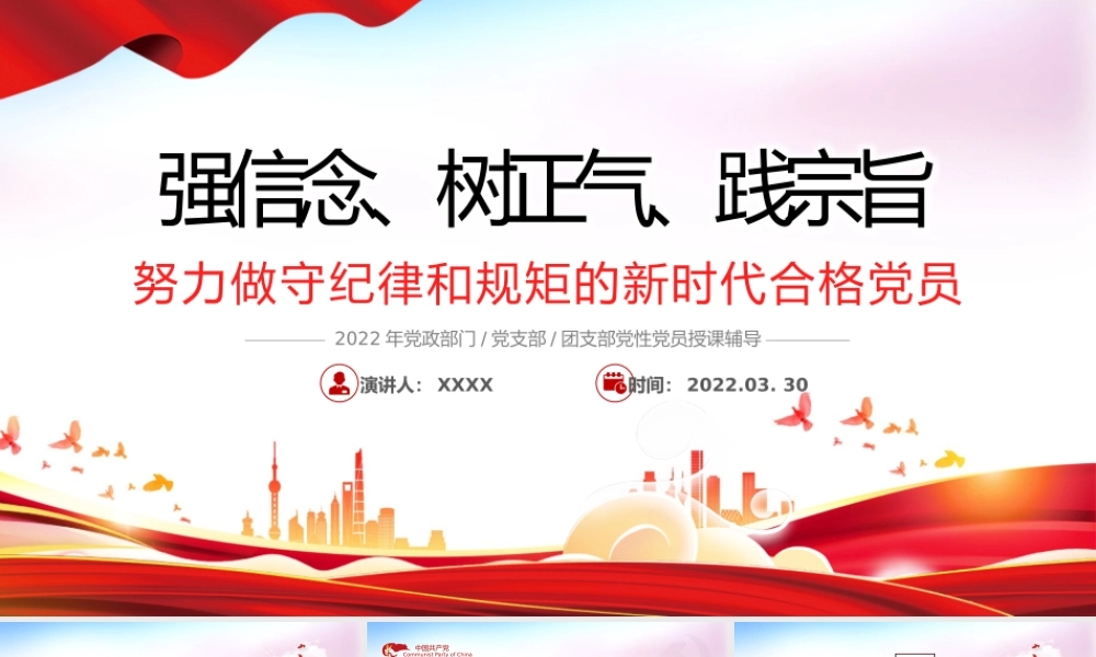 强信念、树正气、践宗旨努力做守纪律和规矩的新时代合格党员PPT课件（付心得体会）.pptx