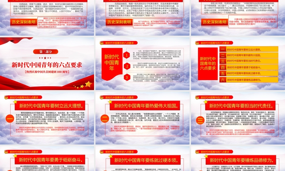 庆祝建团100周年-青春心向党建功新时代专题党课PPT课件（带内容）.ppt