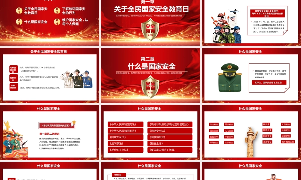 红色国家安全教育日科普宣传课件PPT模板.pptx