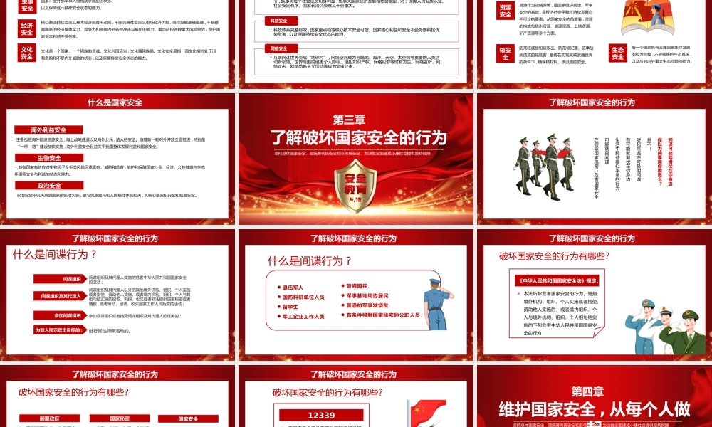 红色国家安全教育日科普宣传课件PPT模板.pptx