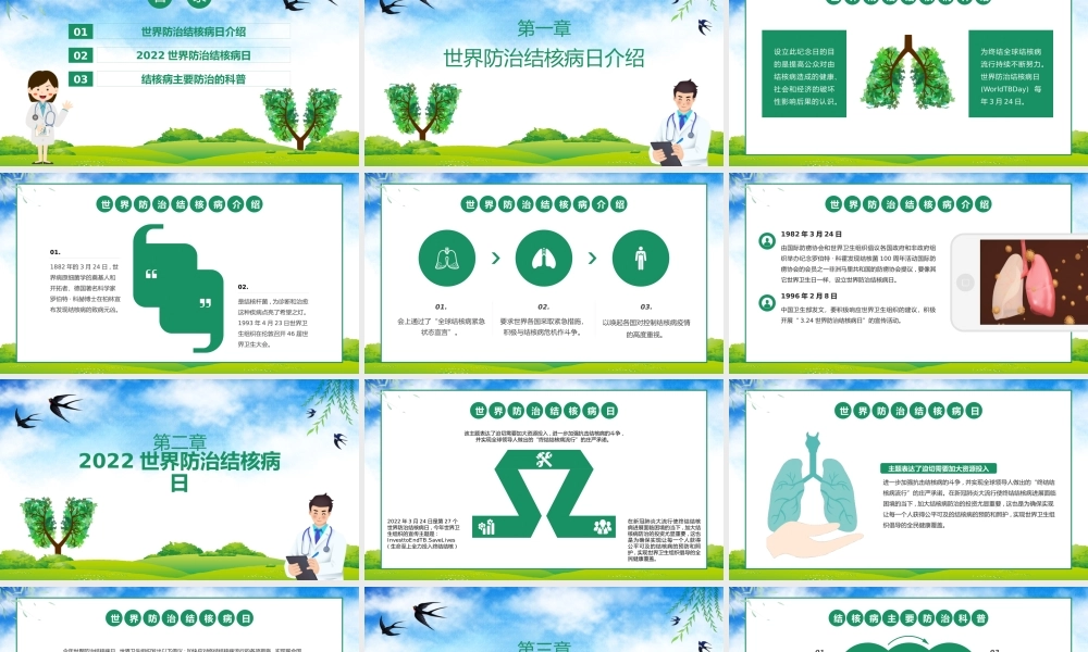 绿色卡通世界防治结核病日宣讲课件.pptx